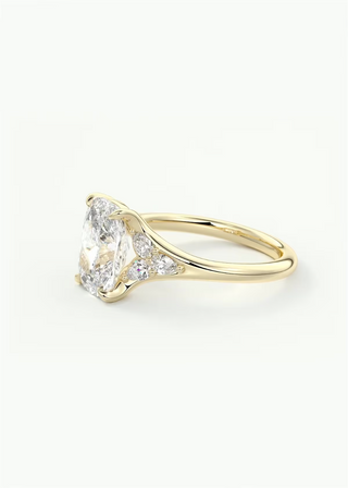 1.50CT Elongated Cushion Moissanite Diamond Cluster Engagement Ring