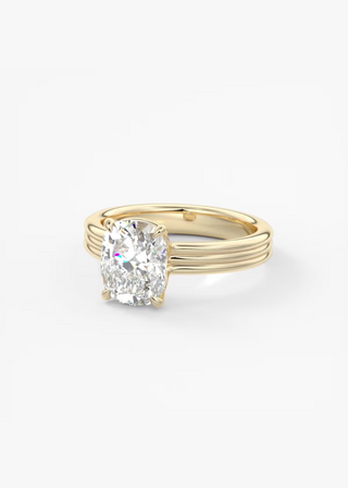 1.50CT Elongated Cushion Moissanite Diamond Triple Band Solitaire Engagement Ring