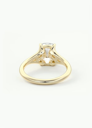 1.50CT Elongated Cushion Moissanite Diamond Cluster Engagement Ring