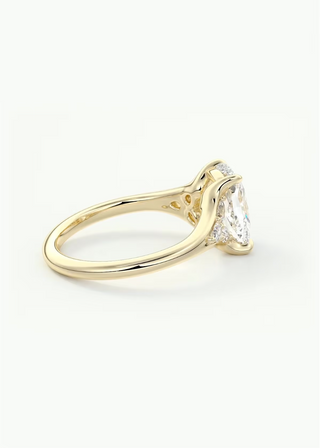 1.50CT Elongated Cushion Moissanite Diamond Cluster Engagement Ring