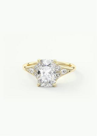 1.50CT Elongated Cushion Moissanite Diamond Cluster Engagement Ring