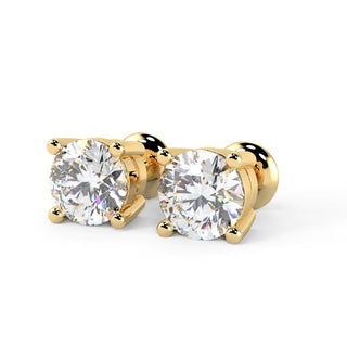 Lab-Grown Round Diamond Moissanite Stud Earrings For Women