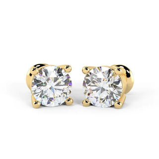 Lab-Grown Round Diamond Moissanite Stud Earrings For Women