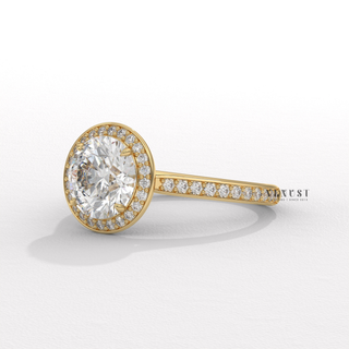 high sparkle ring, brilliant cut halo ring, fire brilliance ring
