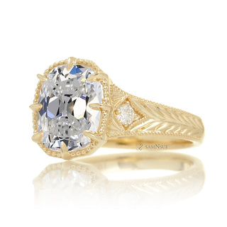 cushion cut ring 
cushion cut engagement ring 
cushion diamond ring 
cushion prong ring 
prong ring 
unique ring 
vintage ring 