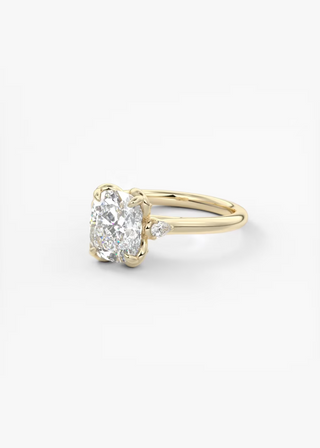 elongated cushion three stone engagement ring
cushion cut diamond engagement Ring 
Three Stone ring 
three stone engagement ring 