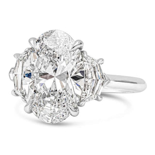 three stone moissanite ring, oval diamond engagement ring, moissanite diamond ring