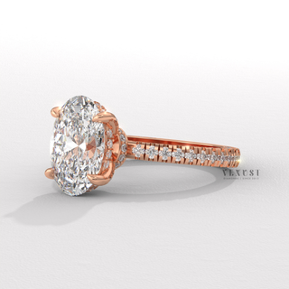 elongated oval pave engagement ring