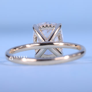 2.50CT Elongated Cushion Cut Moissanite Diamond Hidden Halo Solitaire Engagement Ring