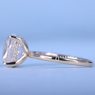 2.50CT Elongated Cushion Cut Moissanite Diamond Hidden Halo Solitaire Engagement Ring