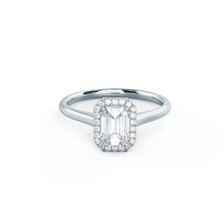 1.0CT Emerald Cut Moissanite Halo Diamond Engagement Ring