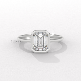 emerald bezel diamond ring USA
