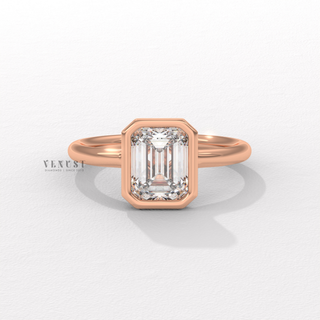 emerald cut bezel engagement ring