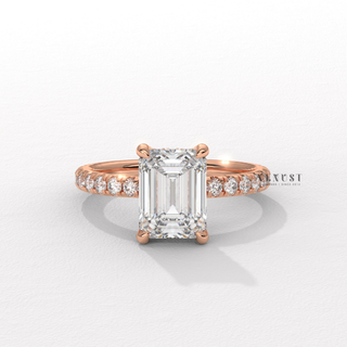 emerald cut diamond pave ring,emerald pave engagement ring, emerald cut pave diamond ring, emerald cut engagement ring for women, emerald pave halo engagement ring