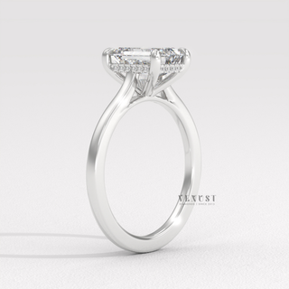 emerald cut diamond ring hidden halo