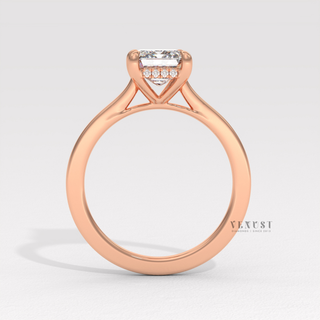 emerald cut hidden halo ring white gold
