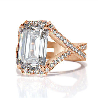 emerald cut moissanite ring
split shnap ring 
engagement ring 
diamond ring 