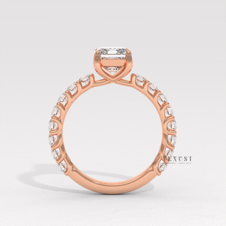 emerald cut pavé engagement ring platinum