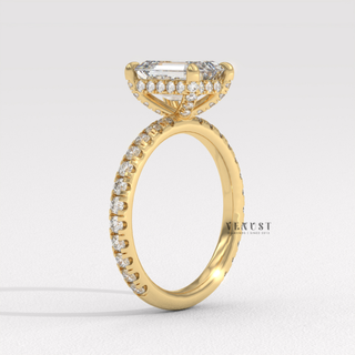 emerald cut pave custom ring, emerald cut pave handmade ring, emerald cut pave bridal inspiration