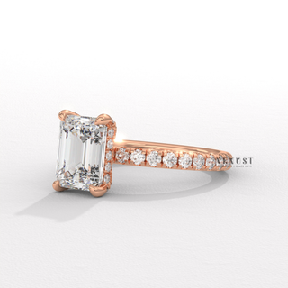 emerald cut pave minimalist ring