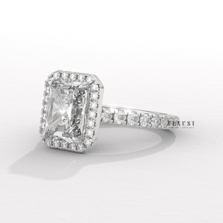 emerald halo diamond ring
