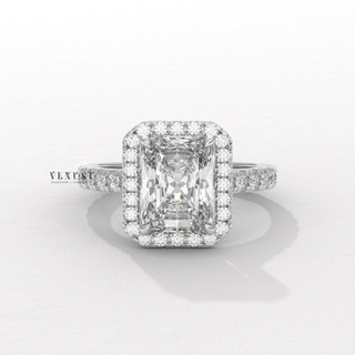 emerald halo pave engagement ring