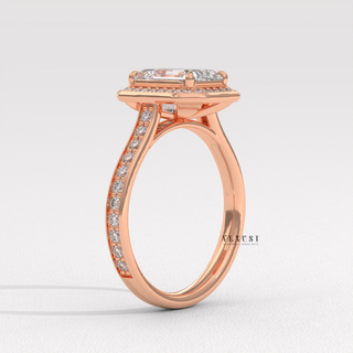 luminous emerald frame ring,emerald crown halo ring
