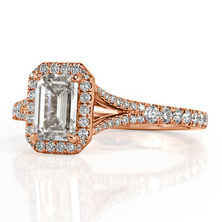 emerald halo split shank engagement ring 