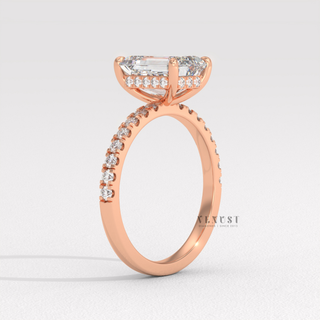 emerald pave proposal ring