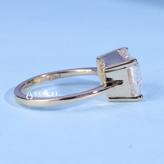 2.50CT Emerald Cut Moissanite Diamond East West Engagement Rings