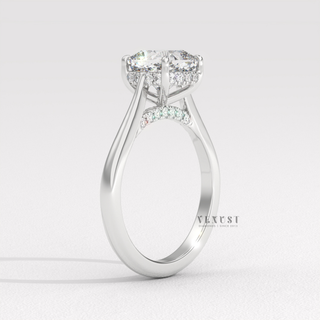 ethical cushion cathedral engagement ring
