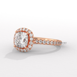 designer cushion halo ring, premium cushion halo ring