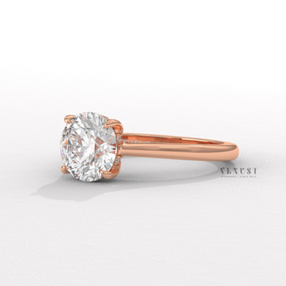 gold round cathedral solitaire ring