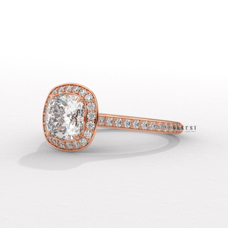 pave band diamond ring, rose gold engagement ring