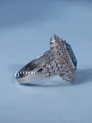 2.0CT Ice Crush Radiant Cut American Diamond Halo Cluster Engagement Ring