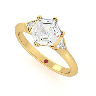 hexagon ring 
hexagon shape ring 
Trillion Cut Side Stone Ring
Trillion cut ring 