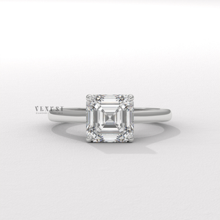 hidden halo asscher cut diamond ring