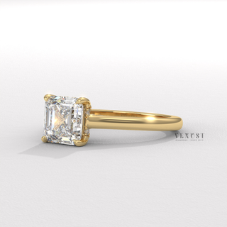 hidden halo cathedral asscher engagement ring