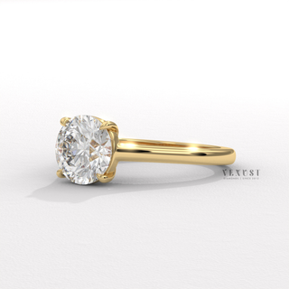 hidden halo cathedral round engagement ring