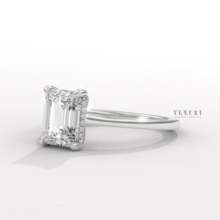hidden halo diamond ring emerald cut