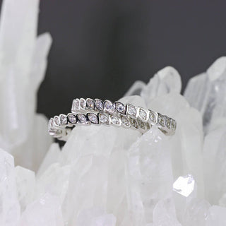 3.0 TCW Marquise Bezel Pair Of Eternity Band Moissanite Diamond Wedding Band