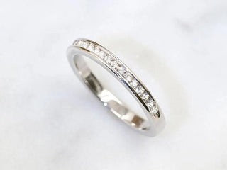 0.28 TCW Round Cut Channel Set Half Eternity Moissanite Diamond Wedding Band