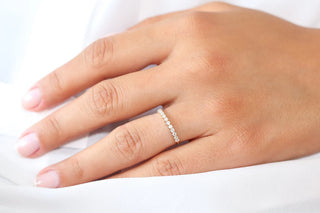 0.25 TCW Round Cut Prong Half Eternity Moissanite Diamond Wedding Band