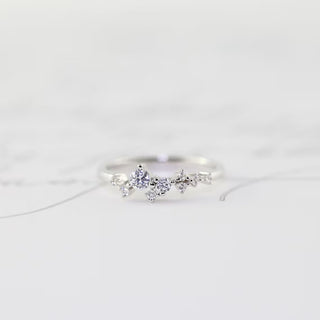 0.30 TCW Unique Round Cut Cluster Moissanite Diamond Wedding Band