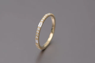 0.30 TCW Round & Baguette Half Eternity Moissanite Diamond Wedding Band