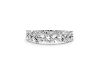 0.60 TCW Marquise Baguette & Round Cluster Moissanite Diamond Wedding Band