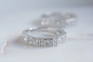 0.70TCW Round Cut Bar Set Cluster Moissanite Diamond Wedding Band