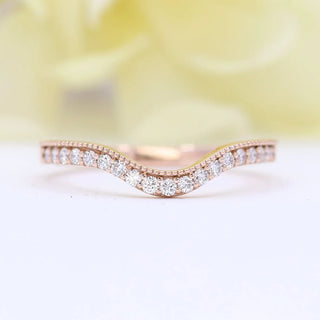 0.22 TCW Round Cut Curved Eternity Moissanite Diamond Wedding Band