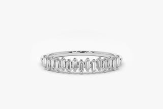 0.24 TCW Baguette Cut Half Eternity Moissanite Diamond Wedding Band