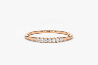 0.10 TCW 7 Stone Round Cut Solitaire Moissanite Diamond Wedding Band